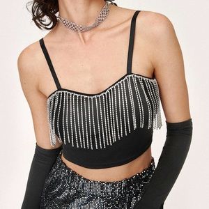 Rhinestone Fringe Top
